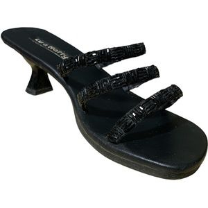 LU & Natty Black Embellished Beaded Sandals Size 9